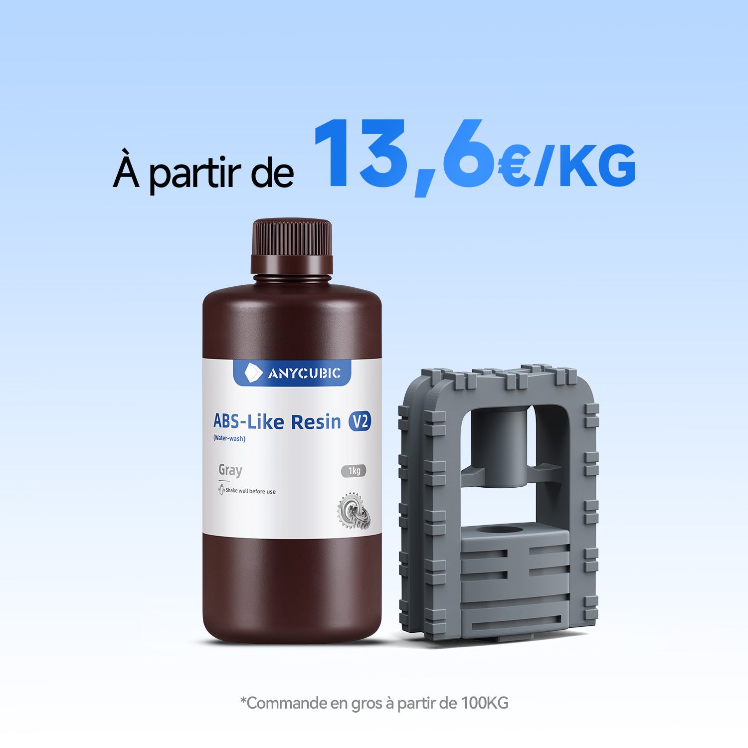 ANYCUBIC ABS-Like Résine Pro 2 Grise 2000g - Résine 3D Haute Résistance Et Ténacité Pour Imprimante MSLA/LCD/DLP
