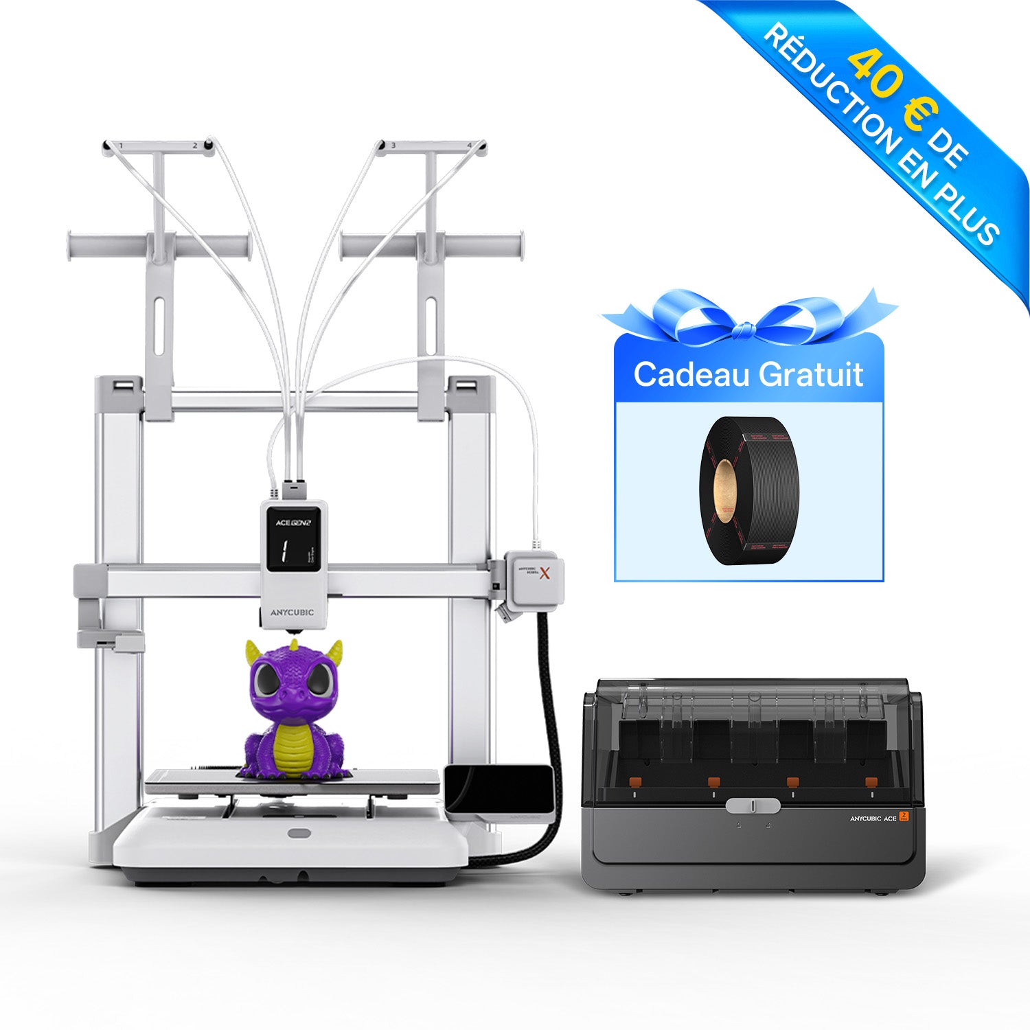 Imprimante 3D Anycubic Kobra X – 4 couleurs intégrées, premier parfait, impression silencieuse et stable, facile à utiliser pour les débutants